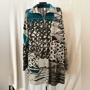 Parsley & Sage Teal and Gray Artistic Jacket